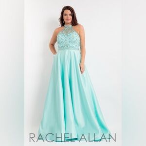 Elegant Mint Halter Gown